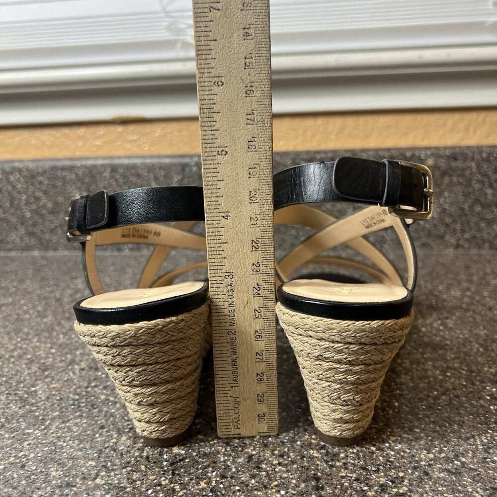 Cole Haan Women's 8 B Wedge Black Leather Espadrille Sling Back Open Toe Sandals - Picture 8 of 11